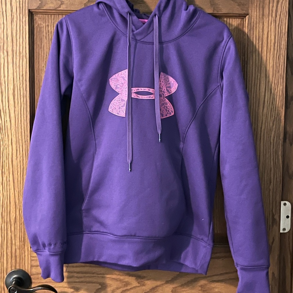 Under Armour Purple Sweater with Logo and Ribbed Cuffs